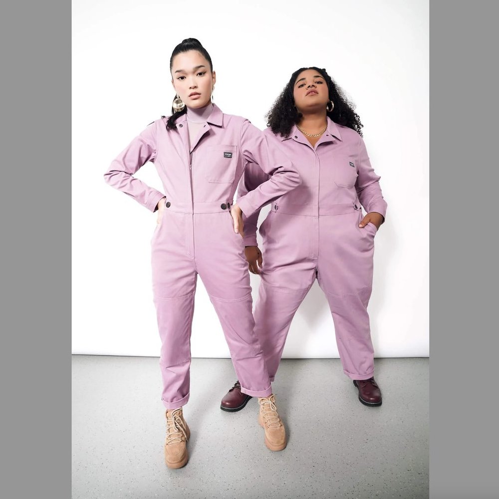 Wildfang THE ESSENTIAL LONG SLEEVE HIGH WAISTED COVERALL, Mauve size M
